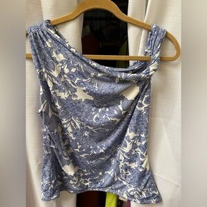 Mistyrose Blue and White Floral Tank Top 3X